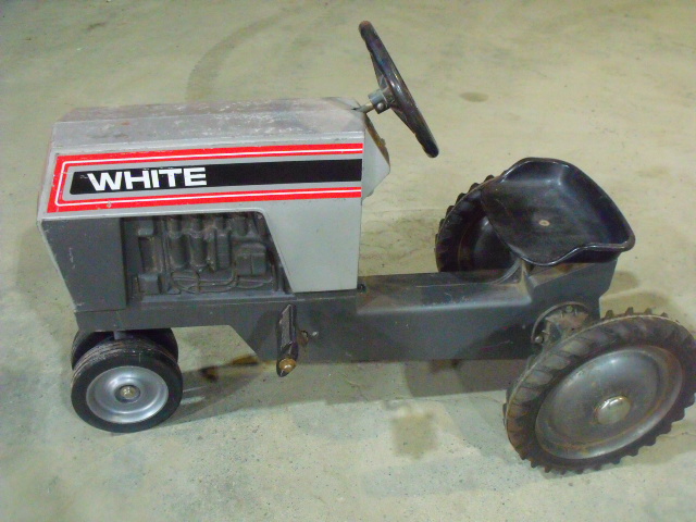 White pedal tractor